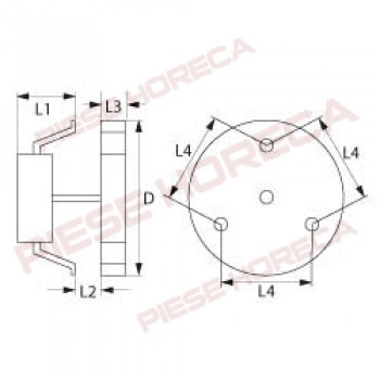 Ventilator aer cald, cuptor, producator FIME tip C30X0L13/05CLH, diametru turbina -154mm, distanta intre flansa de prindere si spatele turbinei ( L2)- 28mm, alimentare 230V, putere 47W. Pentru cuptoare LAINOX, KREFFT